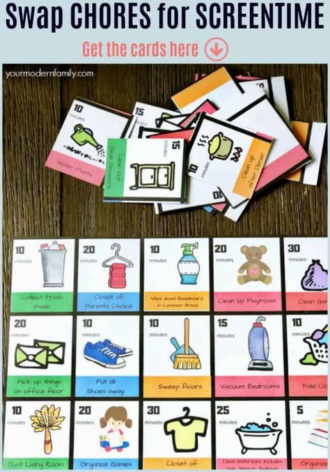 Best Non Chore Chart - Swap Chores For Screen Time with these Chore Chart Cards via @BeckyMans Chili Easy, Ungrateful Kids, Screen Time For Kids, Chore Cards, Toddler Chores, Education Tools, Raising Teenagers, Age Appropriate Chores, Parenting Preteens