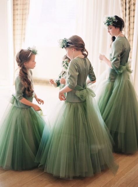 olive green flower girl dresses Green Flower Girl Dresses, Beverly Hills Wedding, Green Wedding Inspiration, Green Tulle, Cottage Charm, Emerald Wedding, Green Dresses, Wedding Flower Girl, Junior Bridesmaid