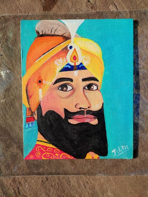 Painting of Guru Gobind Singh Ji Guru Gobind Singh Ji Paintings, Christmas Fashion Outfits, Guru Gobind Singh Ji, Sri Guru Granth Sahib, Guru Gobind Singh, Guru Pics, Gurbani Quotes, Easy Canvas Painting, Pink Instagram