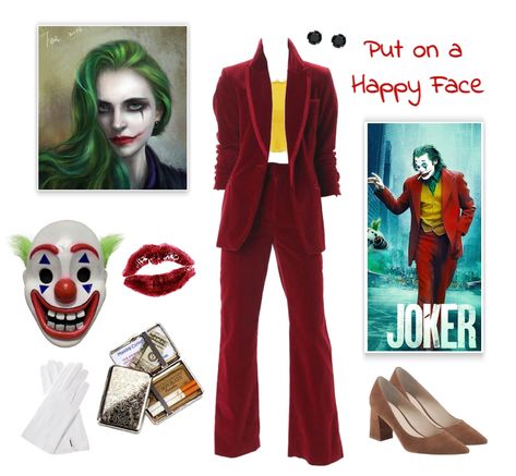 Joker Costume Diy Female, Joker Outfit Ideas, Joker Inspired Outfit Women, Joker Outfit Women, The Joker Outfit Female, The Joker Outfit, Joker Inspired Outfit, Girl Joker Outfit, Joaquin Phoenix Joker Costume Female