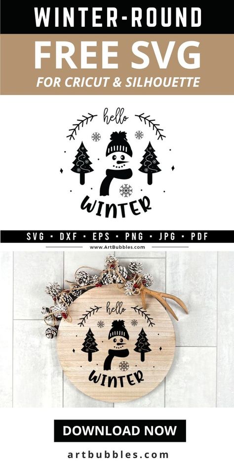 This Winter SVG File is a freebie for crafters to make winter shirts & winter mugs for winter gifts using Cricut, silhouette, etc. Crafters can download this winter SVG file for free. Files: SVG, DXF, PNG, EPS, JPG & PDF. This winter SVG design is perfect for making round signs, welcome signs, wall decals, farmhouse décor, home décor and any DIY décor projects.#wintersvg #winterfreesvg #wintertshirt #wintermug #winterquotefreesvg #winterdesignvg #winterfarmhousesvg #hellowintersvg #winterround Winter Signs Diy, Winter Blessings, January Decor, Party Painting, Freebie Svg, File Ideas, Cricut Svgs, Round Signs, Using Cricut