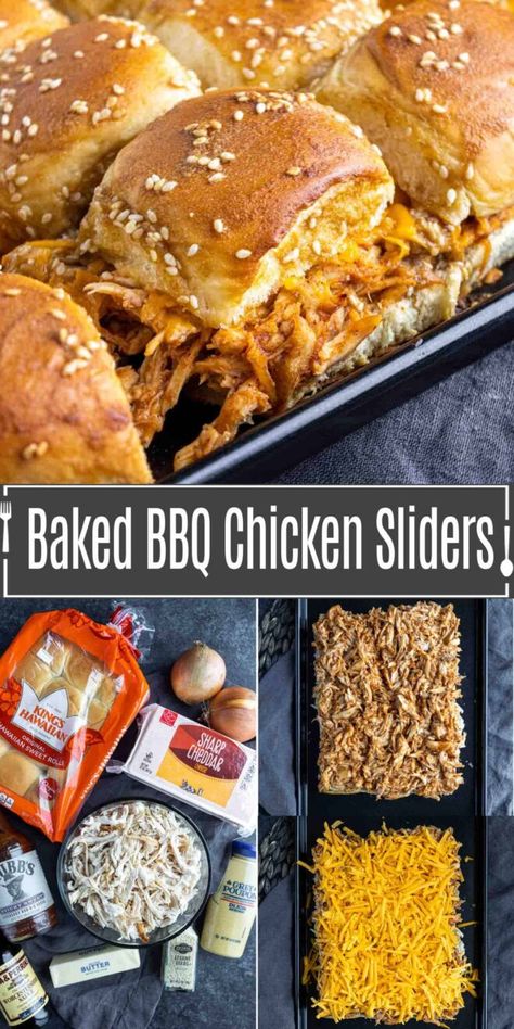 Baked BBQ Chicken Sliders Bbq Chicken Sliders Recipes, Chicken Bbq Sauce, Easy Slider Recipes, Sliders Recipes Chicken, Bbq Chicken Sliders, Buttery Rolls, Slider Sandwiches, Baked Bbq Chicken, Chicken Bbq