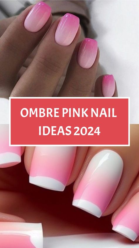 Ombre Pink Nail Ideas 2024 Spring Ombre Nail Ideas, Dark Pink Ombre Nails, Blue And Pink Ombre Nails, Hot Pink Ombre Nails, Ombré Pink Nails, Ombre Shellac, Cute Korean Nails, Pink Nail Ideas, Ombre Manicure