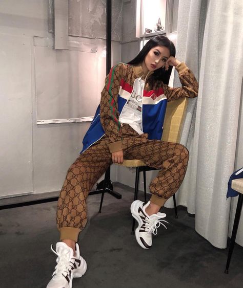 Louis Vuitton Sneakers Outfit Women, Gucci Tracksuit Women, Gucci Outfits Women, Sneakers Outfit Women, Gucci Tracksuit, Gucci Outfit, Louis Vuitton Shoes Sneakers, Russian Clothing, Sneaker Outfits Women