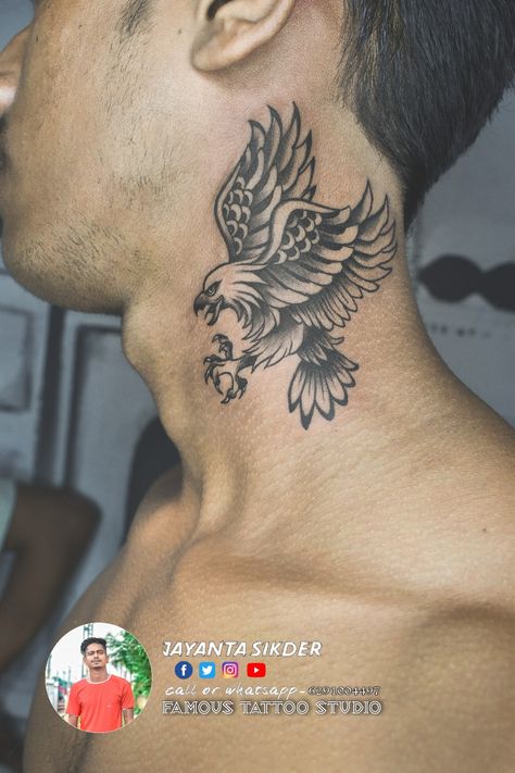 Neck Tattoo Eagle, Eagle Tattoo On Neck, Eagle Tattoo Neck, Sikh Tattoo, Owl Neck Tattoo, Eagles Tattoo, Infinity Symbol Art, Success Images, Delicate Tattoos For Women