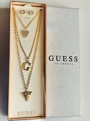 Guess Earrings, Guess Necklace, Expensive Stuff, Guess Fashion, 3 Layer Necklace, Guess Jewelry, Guess Logo, Vintage Jewelry Sets, Inspo Board