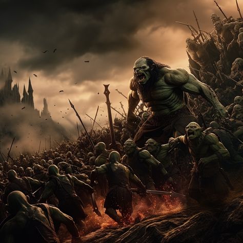 Lord of the rings, Orc army attacking a helms deep, 8k, ultrarealistic Lord Of The Rings Orcs Art, Orc Army Art, Lotr Orc Art, Orcs Lord Of The Rings, Orc Necromancer, Lord Of The Rings Orcs, Orc City, Lotr Orcs, Flip Books Art