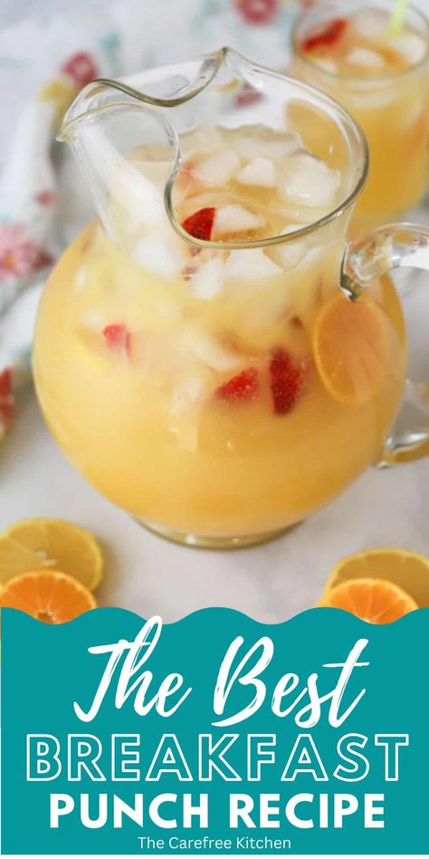 Breakfast Punch Recipe, Breakfast Punch, Brunch Punch, Garden Brunch, Thanksgiving Brunch, Drink Recipes Nonalcoholic, Brunch Drinks, Punch Recipe, Baby Shower Brunch