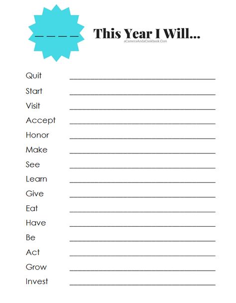 Brainstorming About the New Year - Blank - Planning for New Year - This Year I Will Planning For The New Year, This Year I Will, New Year Plans, New Years Resolutions Template, Haidar Ali, New Years Resolution List, Resolution List, New Year Planning, Vision Board Party