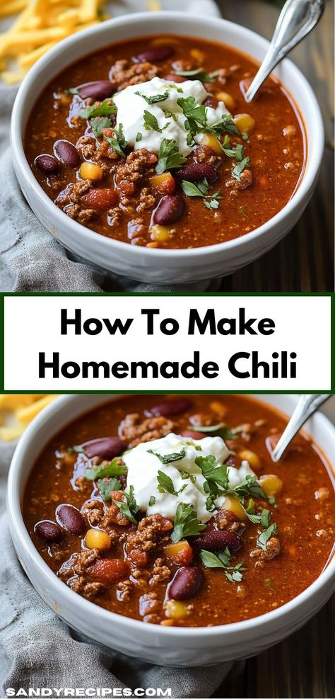 Need easy dinner recipes? Learn how to make homemade chili! This chili recipe crockpot style is perfect for dinner ideas, chili recipes, and dinner for two or the whole family. Easy Homemade Chili Recipe, Easy Homemade Chili, Slow Cooker Chili Easy, Dinner Ideas For Two, Homemade Chili Recipe, Beef Chili Recipe, Chili Recipe Crockpot, Crockpot Chili, Easy Chili