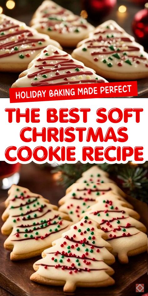 This soft Christmas cookie recipe is the perfect holiday treat! Easy to make and full of classic flavors, these cookies will add warmth and sweetness to your celebrations. Save this pin for your go-to Christmas baking recipe! Soft Christmas Cookies Recipes Easy, Best Soft Christmas Sugar Cookies, Best Cookies Christmas, Cookies Recipes For Christmas, Holiday Sugar Cookies Recipe, Soft Cookies Christmas, Different Types Of Christmas Cookies, Easy Christmas Cookie Recipes Simple, Perfect Christmas Cookies