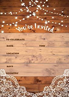 Amazon.com: rustic wedding: Home & Kitchen Rustic Theme Invitation, Rustic Bridal Shower Games, Zazzle Wedding Invitations, 13th Birthday Invitations, Sunflower Invitations, Lace Wedding Invitations, Wood Rustic, Engagement Invitations, Rustic Invitations