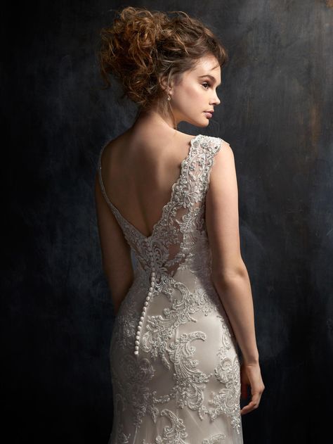 Elegant A Line Wedding Dress, Kenneth Winston Wedding Dresses, Embroidered Lace Wedding Dress, Kenneth Winston, A Line Bridal Gowns, Reception Gown, Trumpet Wedding Dress, Trendy Wedding Dresses, Lace Wedding Dress Vintage