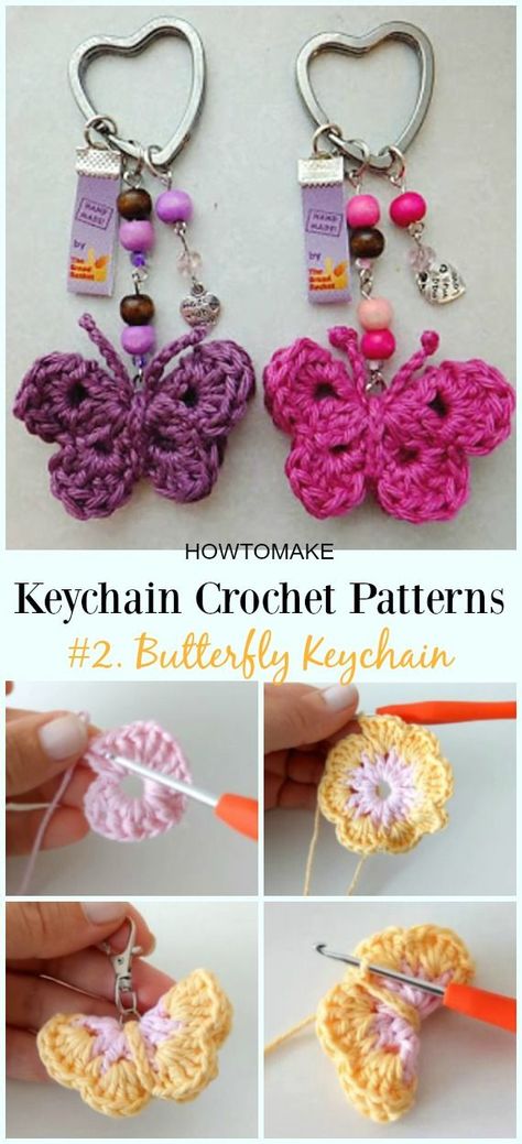 Crochet Butterfly Free Pattern, Crochet Butterfly Pattern, Butterfly Tutorial, Crochet Bookmark Pattern, Keychain Pattern, Crochet Keychain Pattern, Crochet Butterfly, Crochet Bookmarks, Crochet Keychain