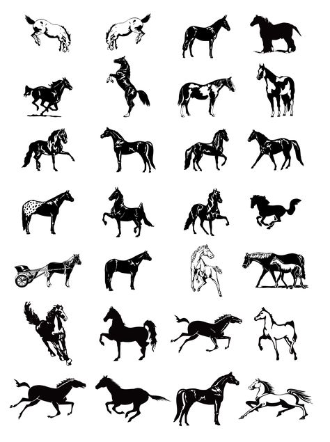 Horse vector Horse Clip Art, Black And White Horse, Backpiece Tattoo, Horse Tattoo Design, Tato Henna, Horse Clipping, Handpoke Tattoo, Clip Art Pictures, Horse Silhouette