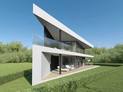 Triangle House Design, Triangle Architecture, Triangular Architecture, Triangle Building, Apartments Ideas, Triangle House, Modern Villas, Architecture Design Process, House Design Exterior