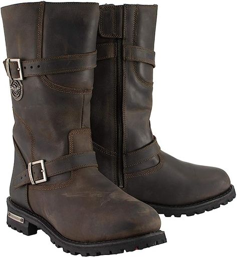 Amazon.com: Milwaukee Leather MBM9063 Men's Classic ‘Distressed Brown’ Engineer Boots - 11.5 : Clothing, Shoes & Jewelry Brown Motorcycle Boots, Brown Motorcycle, Motorcycle Riding Boots, Biker Accessories, Leather Gloves Women, Ren Fair, Engineer Boots, Mens Leather Boots, Motorcycle Leather