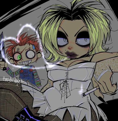 Lovecore Art Pfp, Tiffany Valentine Art, Chucky And Tiffany Art, Tiffany Chucky Pfp, Tiffany Valentine Drawing, Chucky X Tiffany Fanart, Cute Valentines Doodles, Chucky And Tiffany Fanart, Tiffany Valentine Wallpaper