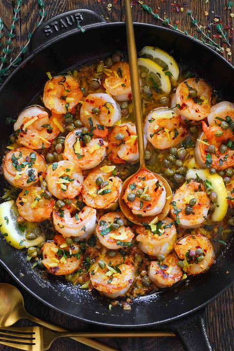 Shrimp Scampi with Lemon Garlic Butter Sauce and Capers. Greek Tortellini Salad, Simple Spinach Salad, Lemon Garlic Butter Shrimp, Tomato Risotto, Fish Dinner Recipes, 2024 Recipes, Shrimp Recipes For Dinner, Classic Italian Dishes, Scallop Recipes