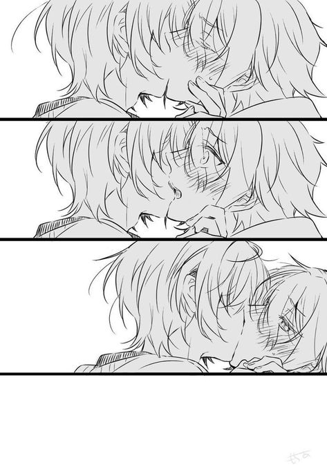 Yuu X Mika, Mika X Yuu, Sketchbook Pages Inspiration, Kissing Drawing, Desenhos Love, Ship Drawing, Sketchbook Pages, Poses References, Anime Love Couple