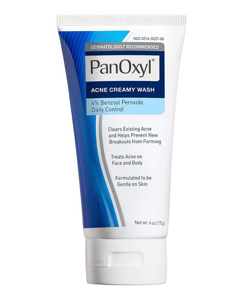 PanOxyl Antimicrobial Hydrating Acne Creamy Wash, 4% Benzoyl Peroxide, 6 Ounce COST : $3500 JMD Panoxyl Acne Creamy Wash, Panoxyl 4%, Benzolyn Peroxide, Acne Types, Skincare Aesthetics, Types Of Acne, Body Acne, Benzoyl Peroxide, All Natural Skin Care