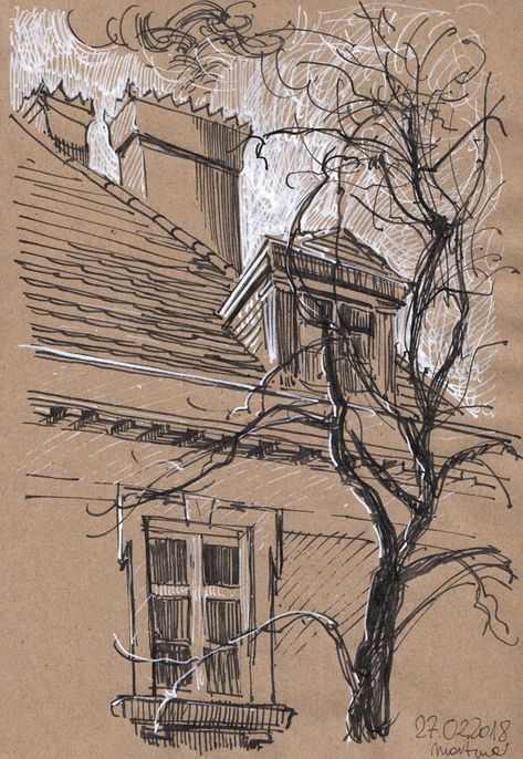 Landscape Sketch, Architectural Sketch, Sketch Ideas, 수채화 그림, Arte Sketchbook, Landscape Drawings, Pencil Art Drawings, Paper Drawing, Urban Sketching