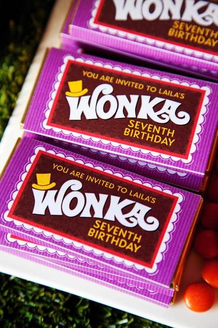 invite Wonka Chocolate Factory, Charlie Chocolate Factory, Chocolate Factory Party, Golden Birthday Parties, Wonka Chocolate, Willy Wonka Party, Chocolate Party, Candyland Party, Golden Birthday