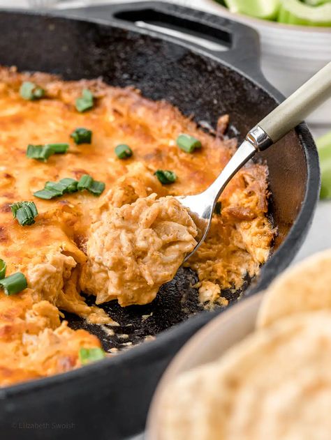 Smoked Buffalo Chicken Dip - Entirely Elizabeth Ranch Dairy Free, Buffalo Chickpea Dip, Vegetarian Buffalo, Football Party Appetizers, Chickpea Dip, Fried Dill Pickles, Healthy Buffalo Chicken Dip, Coconut Crusted Chicken, Buffalo Chickpea