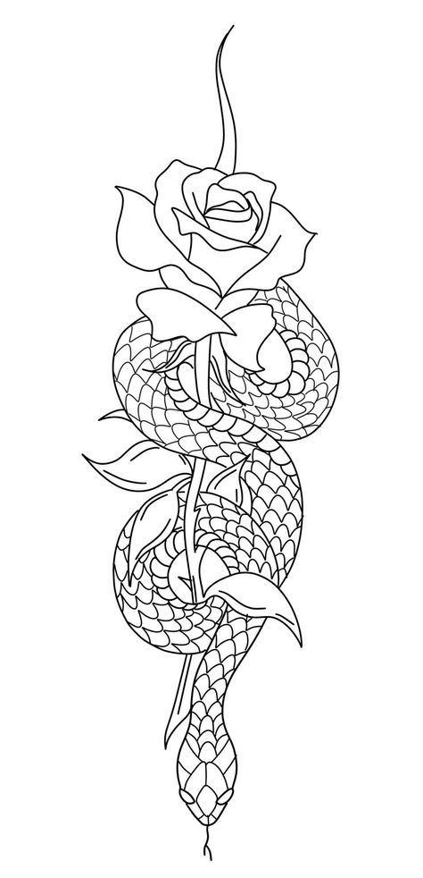 Tattoo Designs Outlines, Outline Dragon Tattoo, Snake Tattoo With Flowers, No Outline Tattoo, Geometric Tattoo Outline, Tattoo Stencils For Women, Dragon Tattoo Outline, Flower Tattoo Stencils, Half Sleeve Tattoo Stencils