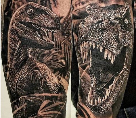 Dinosaur Tattoo Ideas, Easy Half Sleeve Tattoos, T Rex Tattoo, Dinosaur Tattoo, Half Sleeve Tattoos, Dinosaur Tattoos, Japanese Sleeve Tattoos, Tattoo Arm, Dream Tattoos