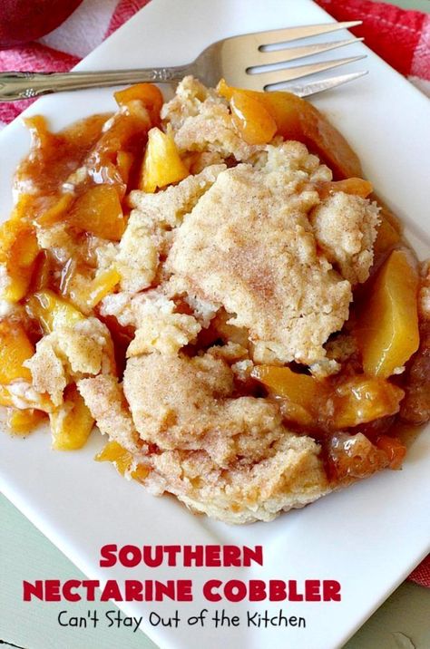 Indulge in the delightful flavors of a Southern Nectarine Cobbler, a treat that's sure to keep you coming back for more. Perfect for any occasion, this dessert captures the essence of juicy nectarines nestled beneath a golden, buttery crust. Enjoy a slice of southern comfort without leaving your kitchen. Best Lemon Pie Recipe, Nectarine Dessert, Nectarine Cobbler, Nectarine Recipes, Lemon Pie Recipe, Cobbler Easy, Recipes By Ingredients, Cobbler Recipe, Cobbler Recipes