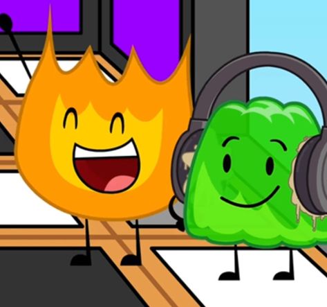 Firey X Gelatin Bfb, Fire Bfdi, Firey Bfdi, Silly Characters, Neck Muscles, Paper Puppets, Pfp Ideas, I Dont Have Friends, Best Duos