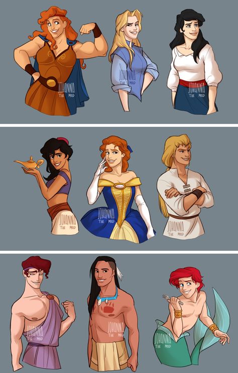 Male Versions Of Disney Princesses, Male Version Of Disney Princess, Gender Bent Disney Ariel, Disney Princesses Male Version, Gender Swapped Disney, Prince Eric Genderbend, Genderbent Disney Princesses, Gender Bent Ariel, Genderbend Disney Princesses