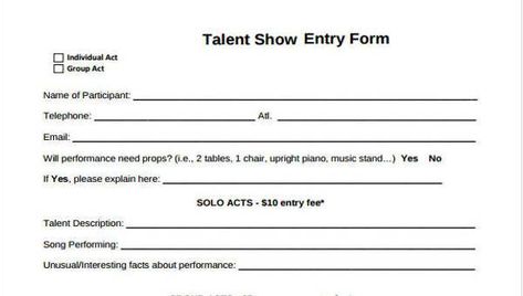 Form Example, Music Stand, Registration Form, Classroom Fun, Talent Show, Ms Word, Fun Facts, Songs, How To Plan