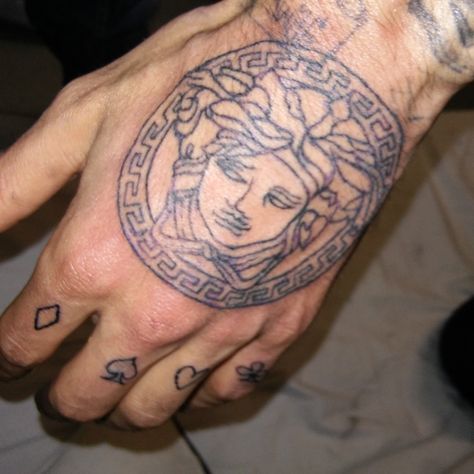 It's art tattoo Hand tattoo  Versace  Tattooing Tattoo Hand, Hand Tattoo, Tattoo Studio, Polynesian Tattoo, Fish Tattoos, Jesus Fish Tattoo, Hand Tattoos, Art Tattoo, Versace