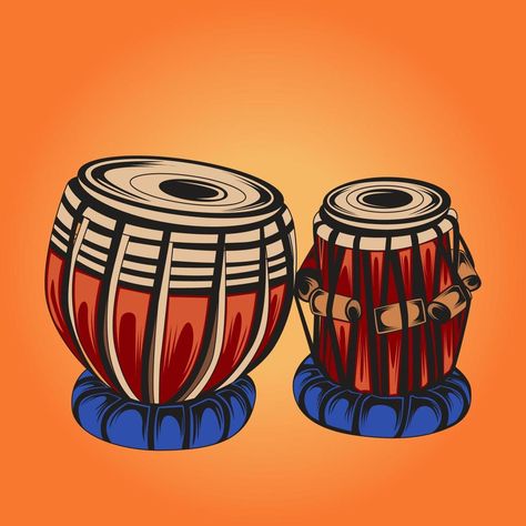 Retro tabla vector stock illustration Tabla Painting, Tabla Drawings, Tabla Drawing, Tabla Illustration, Tabla Aesthetic, Tabla Instrument Drawing, Music Symbols Art, Music Instruments Drawing, Music Instruments Illustration