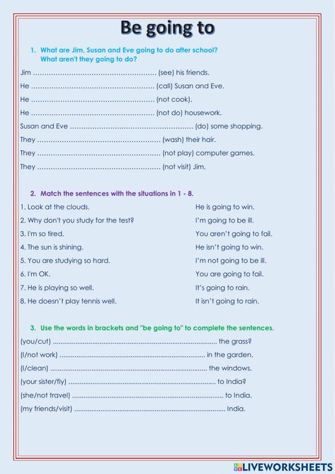 Going To, Future Simple Worksheet, While And When Worksheet, Will And Be Going To Worksheet, Be Going To Worksheet, Be Going To Grammar, Will And Be Going To Grammar, Its It's Grammar Worksheet, English Language Learning Activities