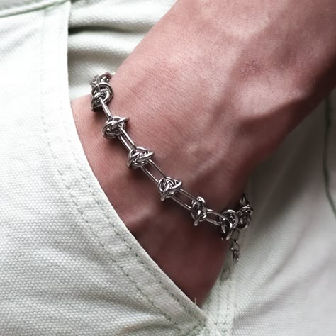 CYPHER Silver Chain Bracelet For Men, Men’s Bracelet, Modern Grunge Aesthetic, Grunge Bracelets, Silver Bracelets For Men, Chain Link Bracelet Silver, Chain Bracelet Men, Cool Bracelets, Modern Grunge