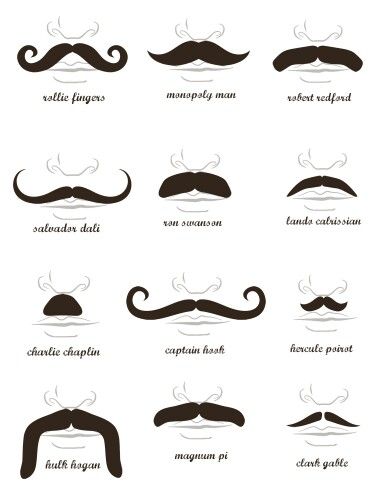 12 mustaches of glory! ;) Mustache Drawing, Types Of Mustaches, Mustache Art, 2024 Tattoo, Moustache Style, Peter And The Starcatcher, Fake Mustaches, Face Stencils, Bestie Tattoo