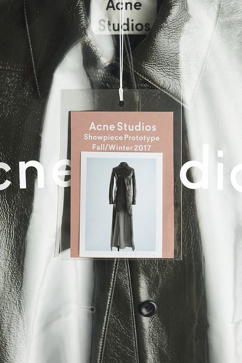 Acne Studios Unveils Its Super Limited Edition "Showpiece Prototype" Collection Clothing Labels Design, Hang Tag Design, Acne Studio, Fashion Packaging, Fashion Tag, Packing Design, Clothing Tags, Tag Design, 가을 패션