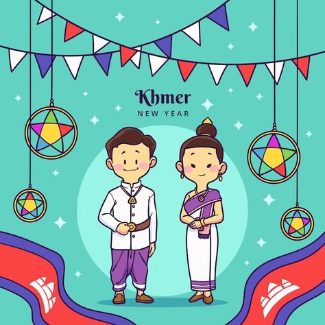 New Year Drawing, New Year's Drawings, Khmer New Year, Easy Homemade Christmas Gifts, New Year Illustration, New Year Art, Quirky Illustration, New Years Poster, Photo Editing Techniques