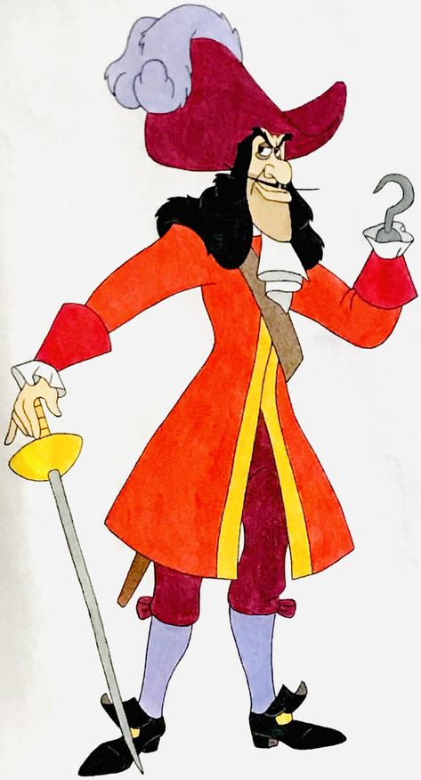 Drawing of Captain Hook from Peter Pan Captain Hook Drawing, Hook Drawing, Peter Pan Pictures, Peter Pan Disney, Belle Disney, Captain Hook, Pinocchio, Peter Pan, Disney Princess