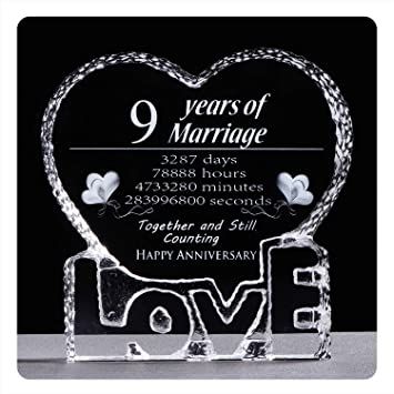 YWHL 9 Year 9th Wedding Anniversary Crystal Sculpture Keepsake Gifts for Her Wife Girlfriend Him Husband (9 Year) 40th Wedding Anniversary Gifts, 5th Wedding Anniversary Gift, 9th Wedding Anniversary, Anniversary Decoration, 3rd Wedding Anniversary, 6th Wedding Anniversary, Anniversary Gifts For Her, Wedding Anniversary Presents, Wedding Anniversary Wishes