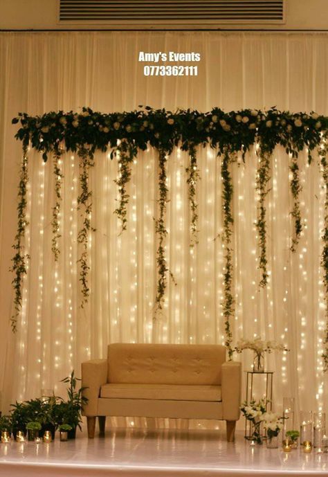 Backdrop Ideas Engagement, Simple Stage Backdrop Ideas, Stage Decoration Ideas For Engagement, Stage Decorations Engagement, Stage Decor Engagement, Simple Birthday Stage Decorations, Wedding Indoor Decoration Elegant, Simple And Elegant Stage Decoration, Stage Ideas For Wedding