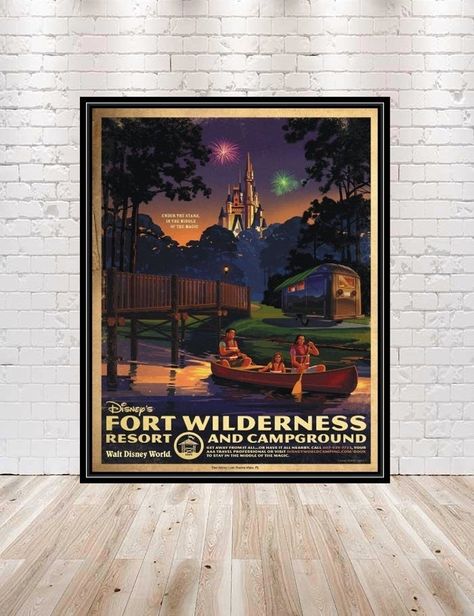 Vintage Disney Poster, Disney Fort Wilderness Resort, Resort Poster, Hotel Poster, Disney Hotel, Fort Wilderness Disney, Disney Poster, Hollywood Tower Hotel, Wilderness Resort