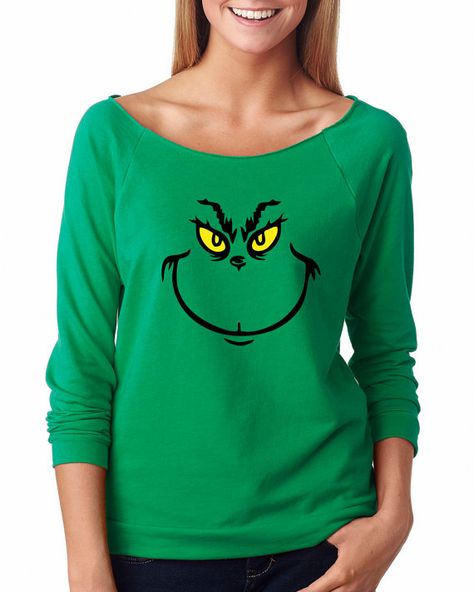 Christmas Shirts // Grinch Shirt // Grinch Face by PlanetOrlando Christmas Shirts Grinch, Grinch Shirt, Grinch Christmas Party, Stink Stank Stunk, Disney Christmas Shirts, Grinch Shirts, Grinch Face, Running Costumes, Womens Disney Shirts