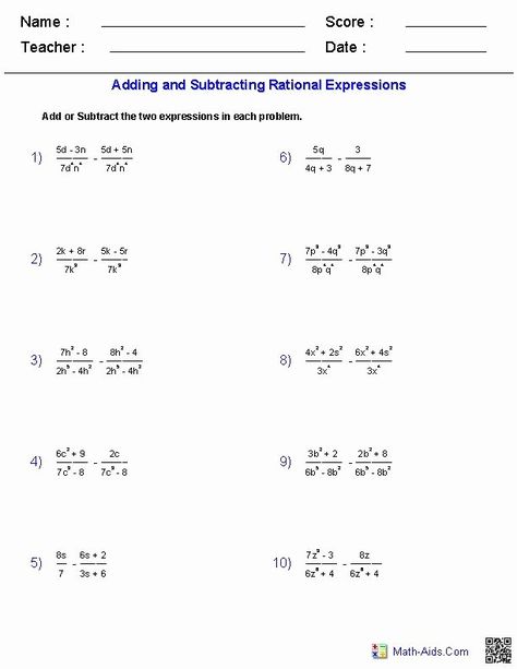 Multiplying Rational Expressions Worksheet Elegant Adding and Subtracting Rational Expressions Worksheets Solving Algebraic Equations, Rational Functions, Writing Algebraic Expressions, Simplifying Rational Expressions, Simplifying Radical Expressions, Evaluating Algebraic Expressions, Text Features Worksheet, Simplifying Algebraic Expressions, Persuasive Writing Prompts