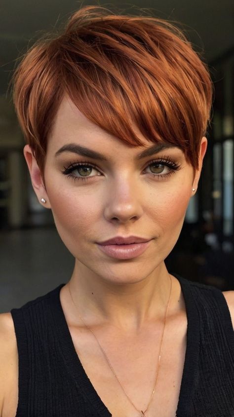 Auburn And Blonde Hair 🌼 Fall Highlights For Brown Hair Caramel, Auburn And Blonde Highlights, Auburn Pixie Haircut, Hair Color Red And Blonde, Auburn And Blonde Hair, Striking Hair Color, Red Copper Balayage, Short Auburn Hair, Auburn Blonde Hair