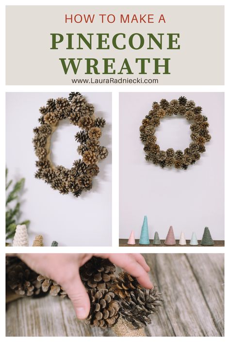 How to Make a Pinecone Wreath Burlap Wrapped Wreath, Pumpkin Learning, Types Of Color Schemes, Pine Cone Christmas Decorations, Pine Cone Wreath, Pinecone Garland, Straw Wreath, Diy Spray Paint, Easy Fall Decor