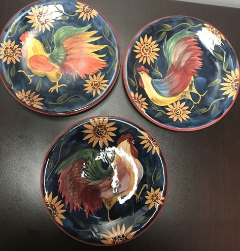 $37.99 • Buy Certified International Susan Winget Rooster Sunflower Plates 8” - NEW WITH TAGS Susan Winget, Decorative Dish, Serveware, Rooster, Sunflower, Jewelry Watches, Tags